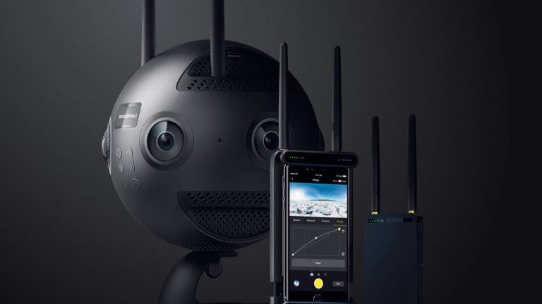 An Insta360 Pro2 camera plus remote control
